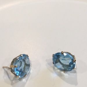 Genuine blue topaz oval cut earrings